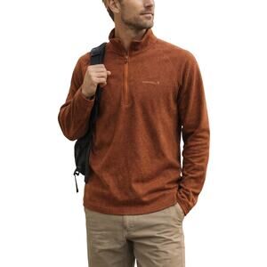Merrell Men’s 1/4 Zip Fleece Pullover XL Rust Orange Outdoor Hiking Sweater